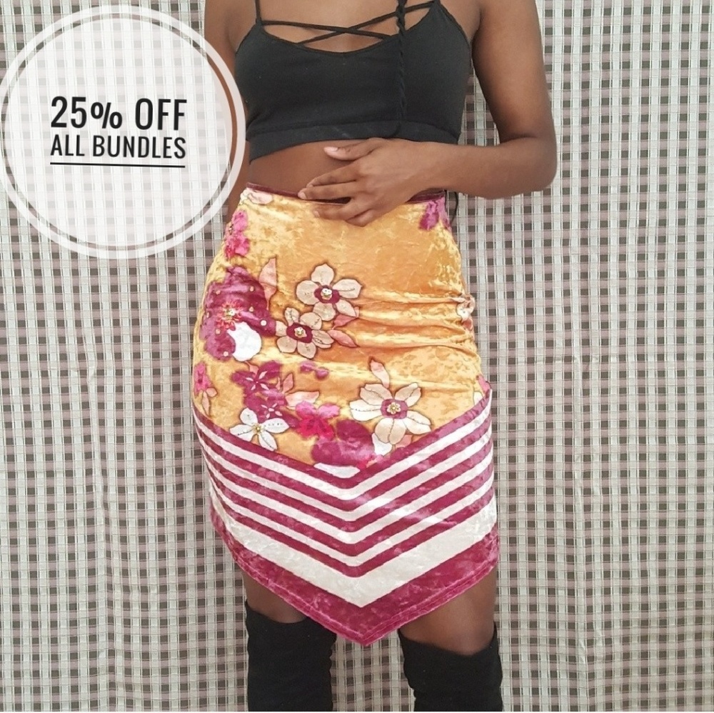 Floral Crushed Velvet skirt